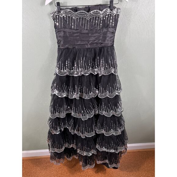 Masquerade 914163 Women's Size 9/10 Black Sequined Strapless Prom Evening Dress - Picture 9 of 10